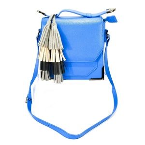 Lionel Cobalt Blue Square Boxy Purse with Tassels-